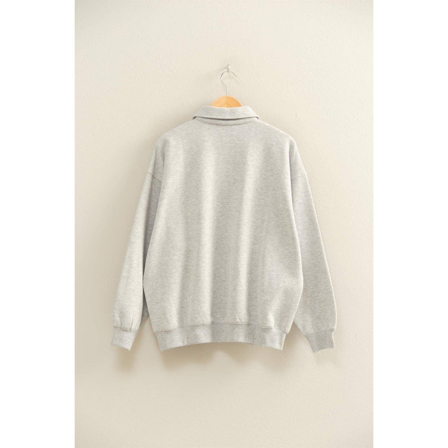 Oversized Polo Collared Pullover Sweatshirt