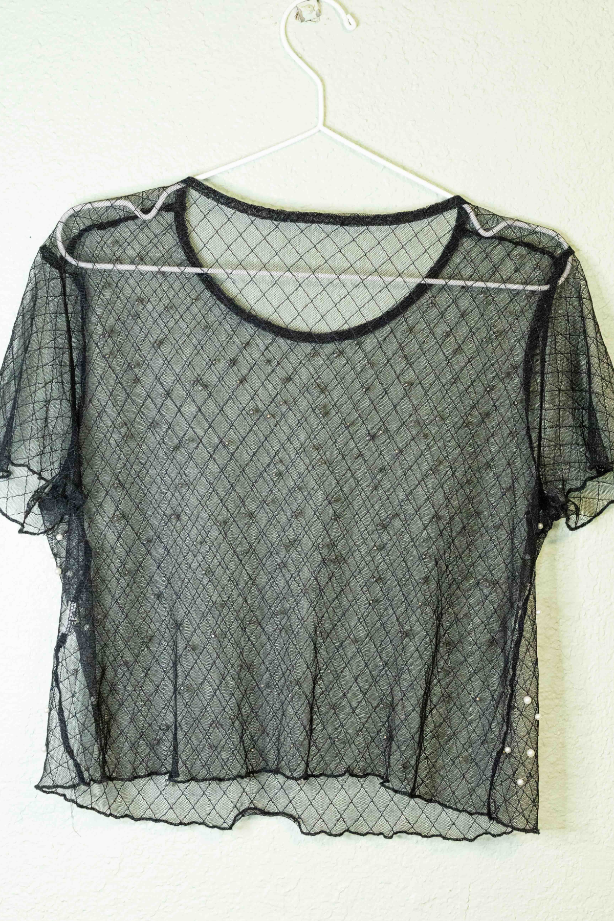 Thrifted Black Pearl Sheer Top