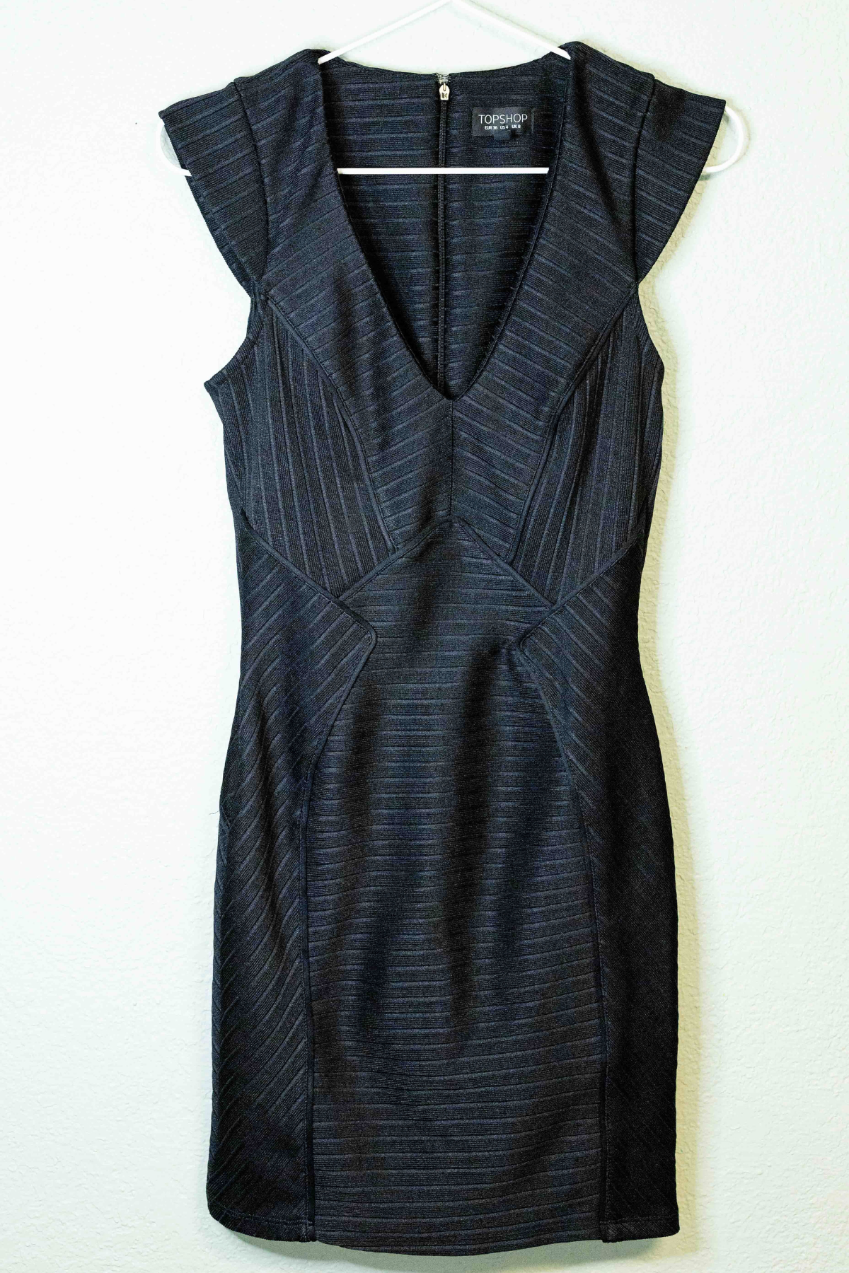 Thrifted Topshop Ribbed Black Dress - Size 4