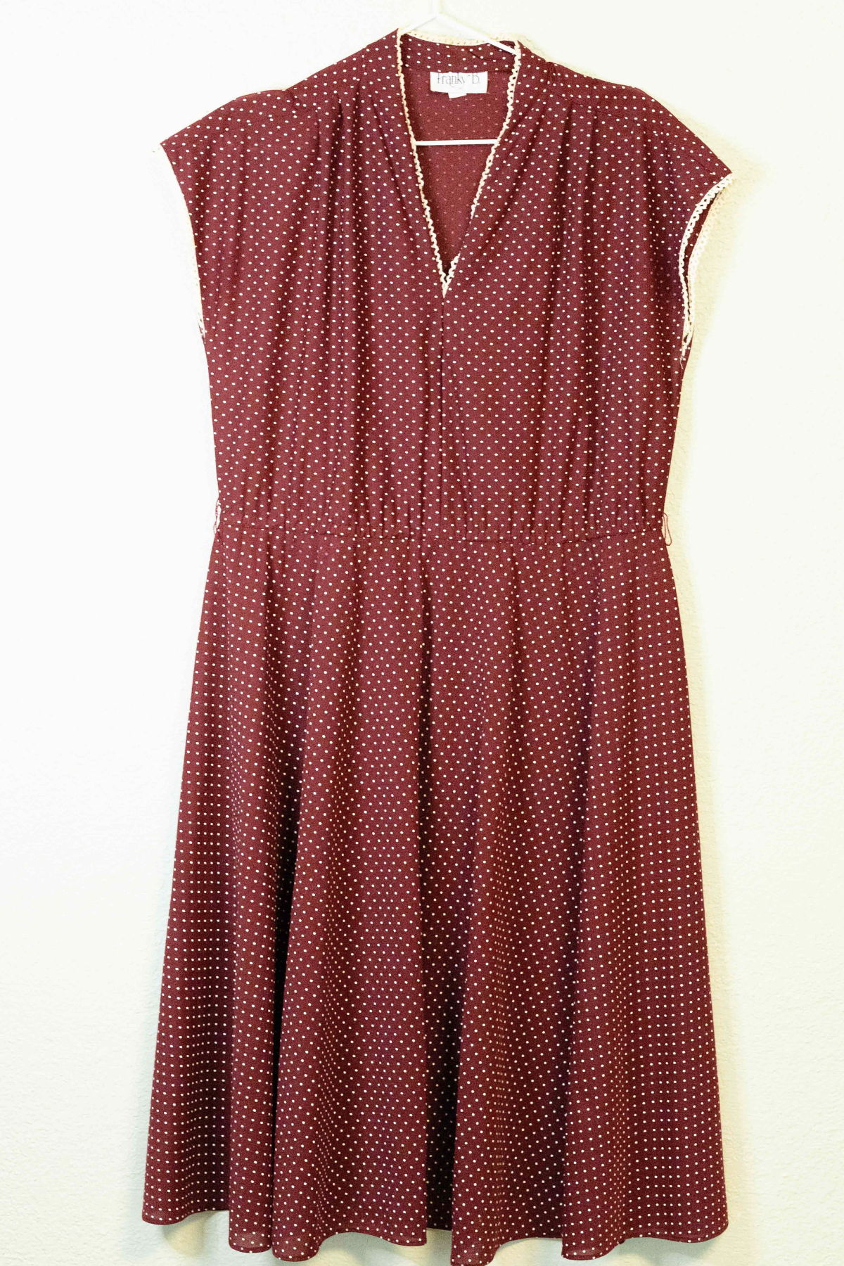 Vintage Franky B Maroon Polka Dot Dress - Size 14