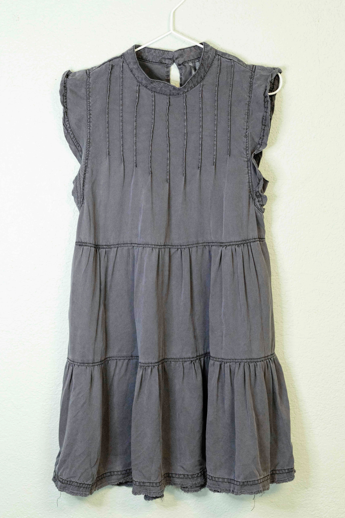 Thrifted Anthropologie Dark Gray Jenne Tiered Tunic Dress - Size XS