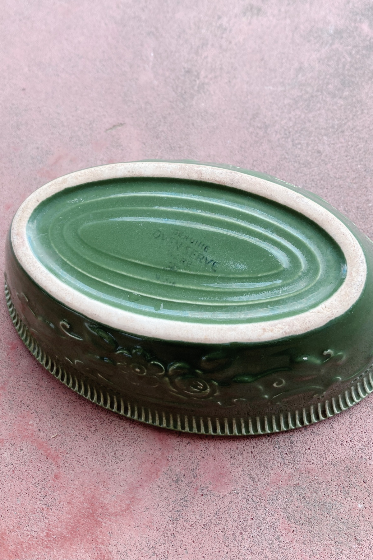 Vintage Green Genuine Oven Serveware USA
