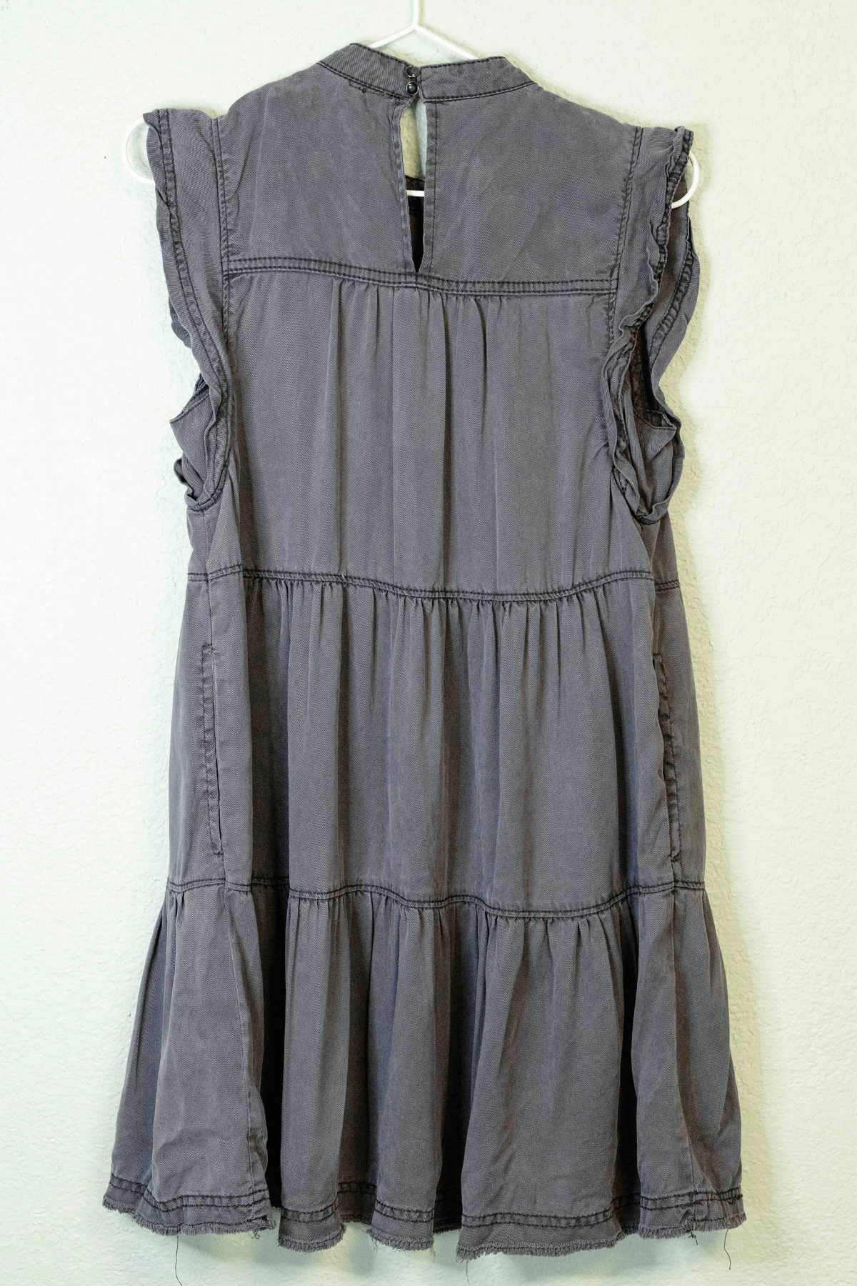Thrifted Anthropologie Dark Gray Jenne Tiered Tunic Dress - Size XS