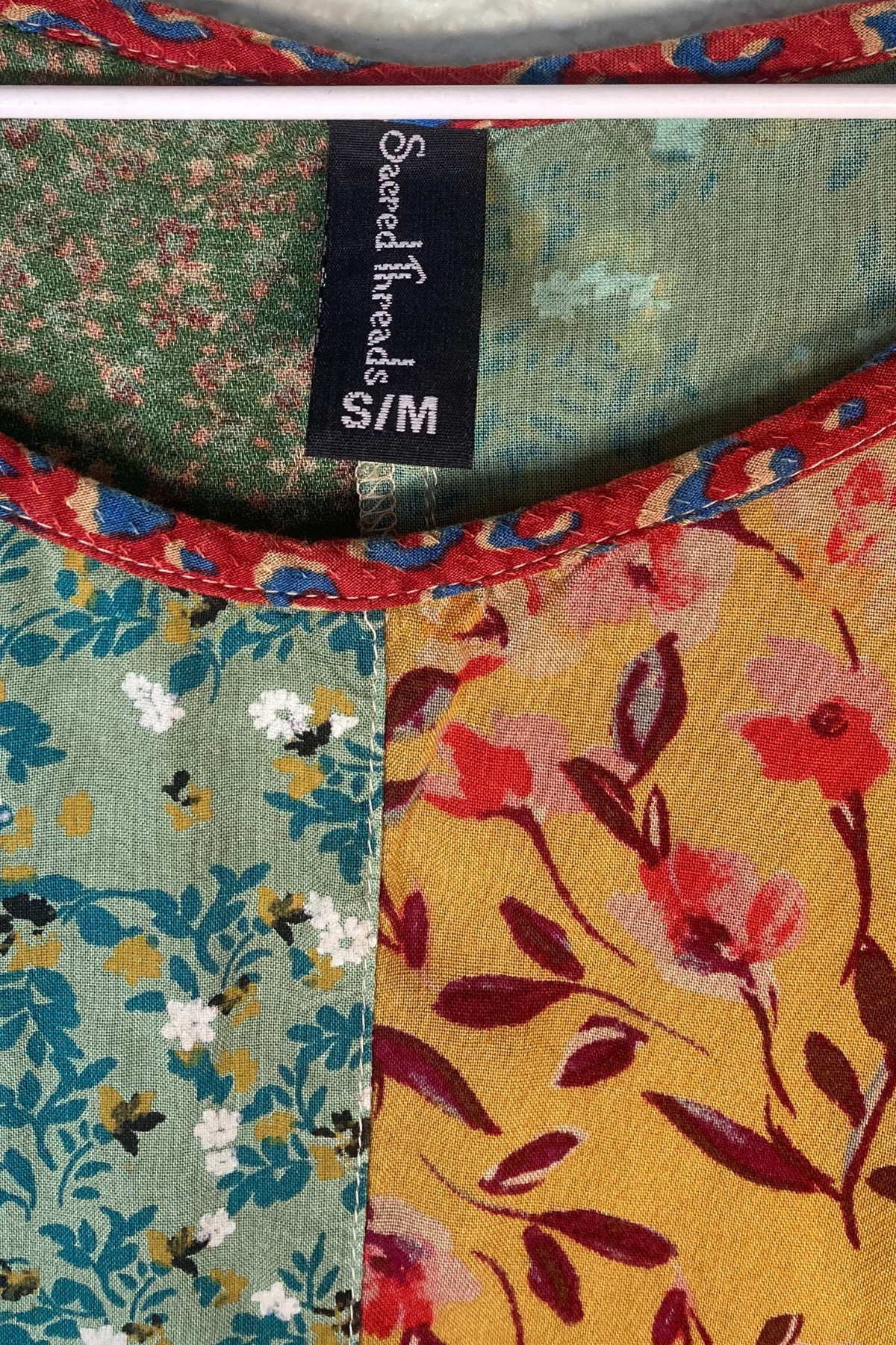 Thrifted Sacred Threads Floral Patchwork Dress - Size: S/M