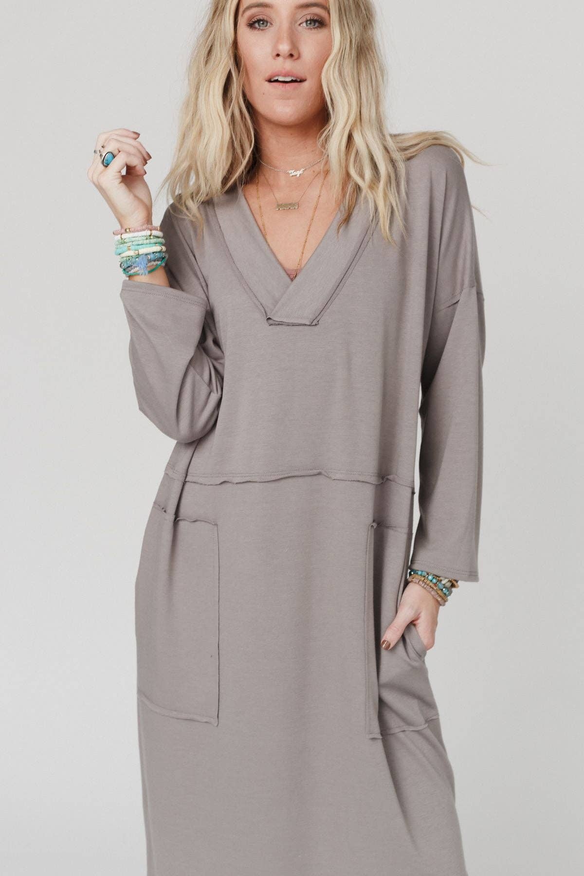 Meadow Long Sleeve Oversized Maxi Dress- Coco