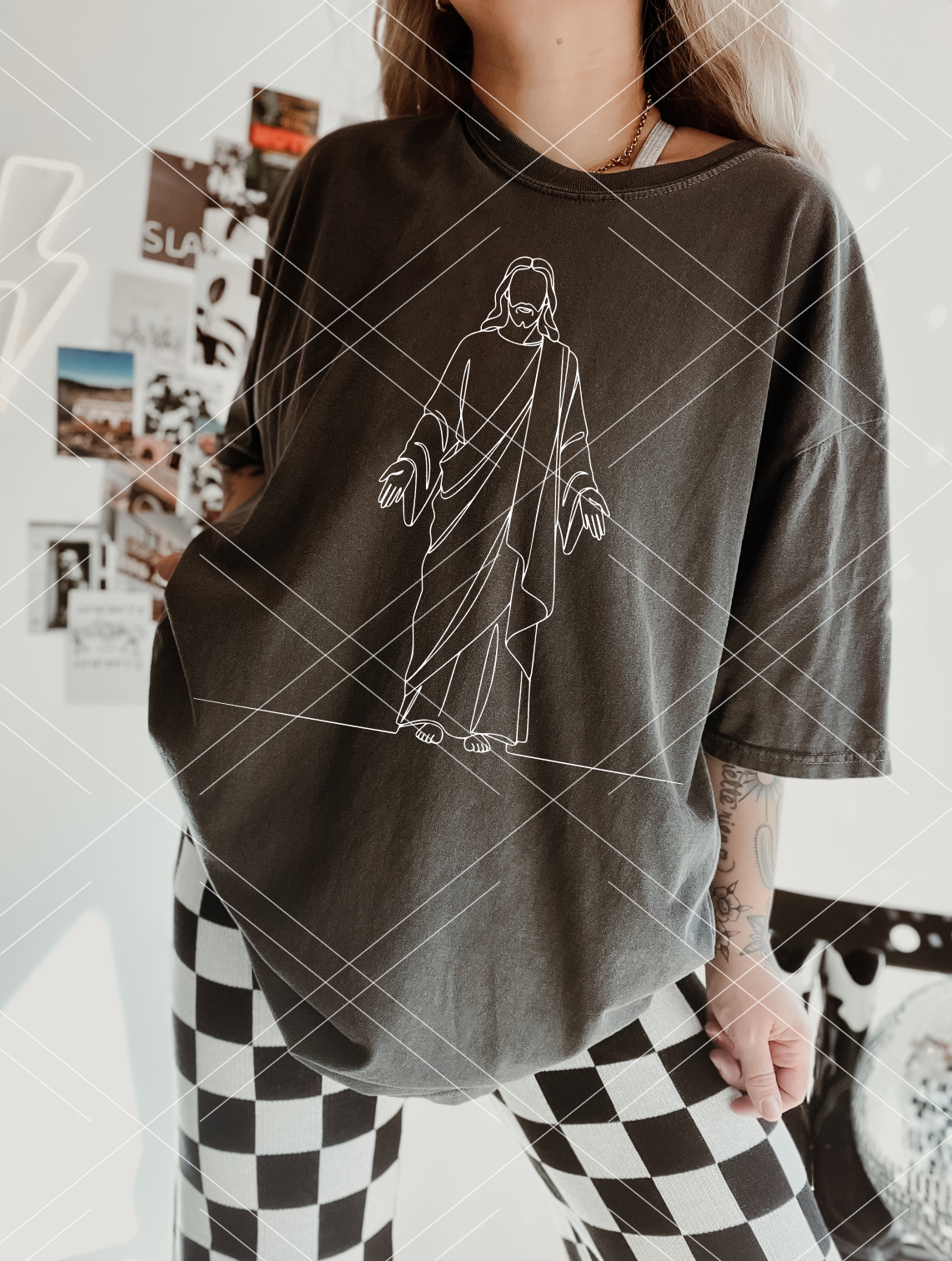 Jesus Line Art 100% Cotton T-shirt