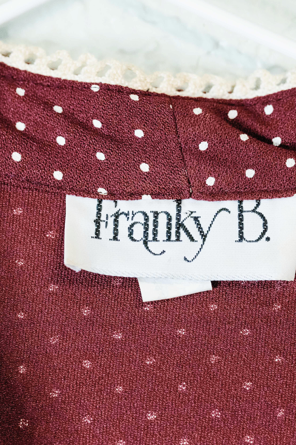 Vintage Franky B Maroon Polka Dot Dress - Size 14