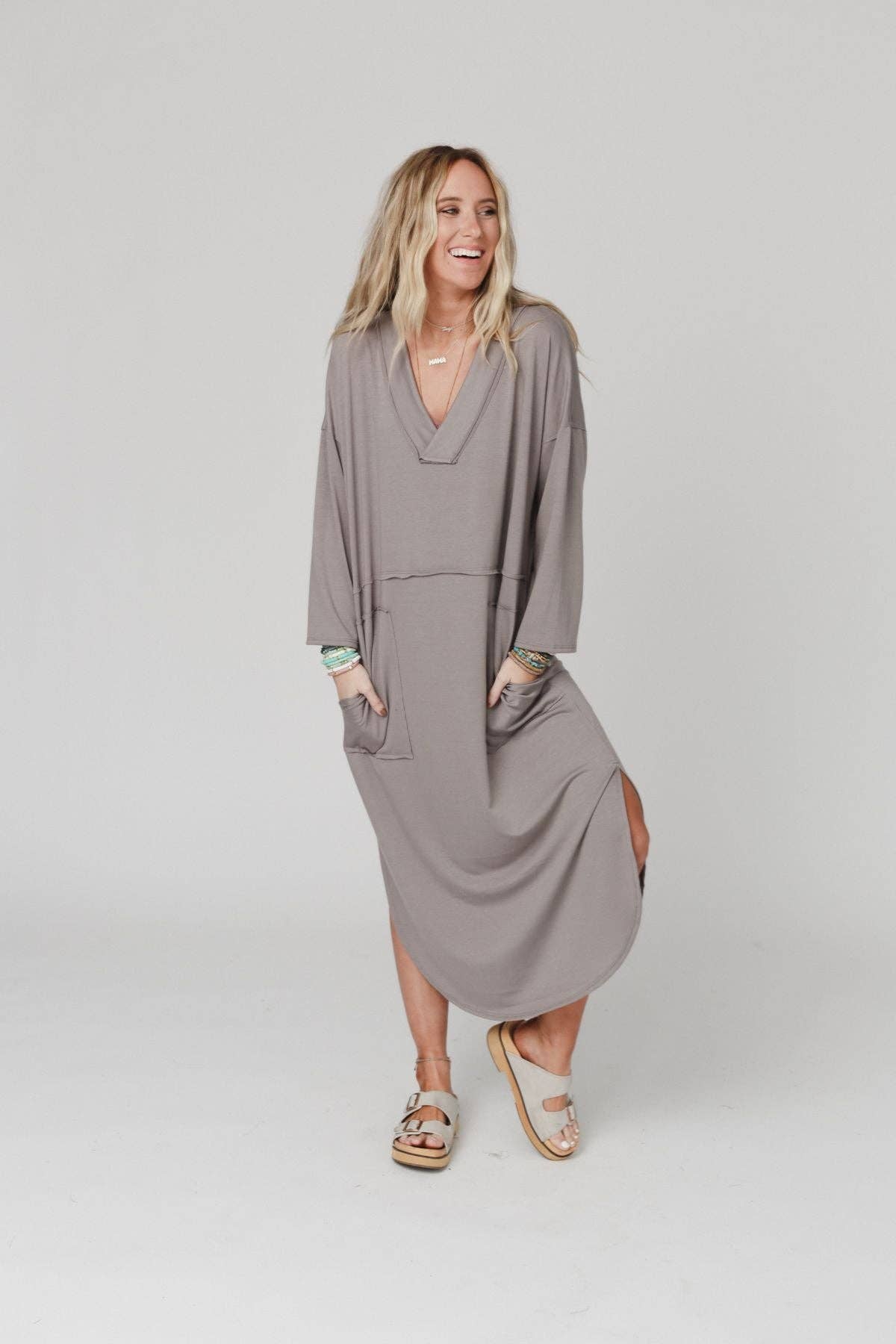 Meadow Long Sleeve Oversized Maxi Dress- Coco