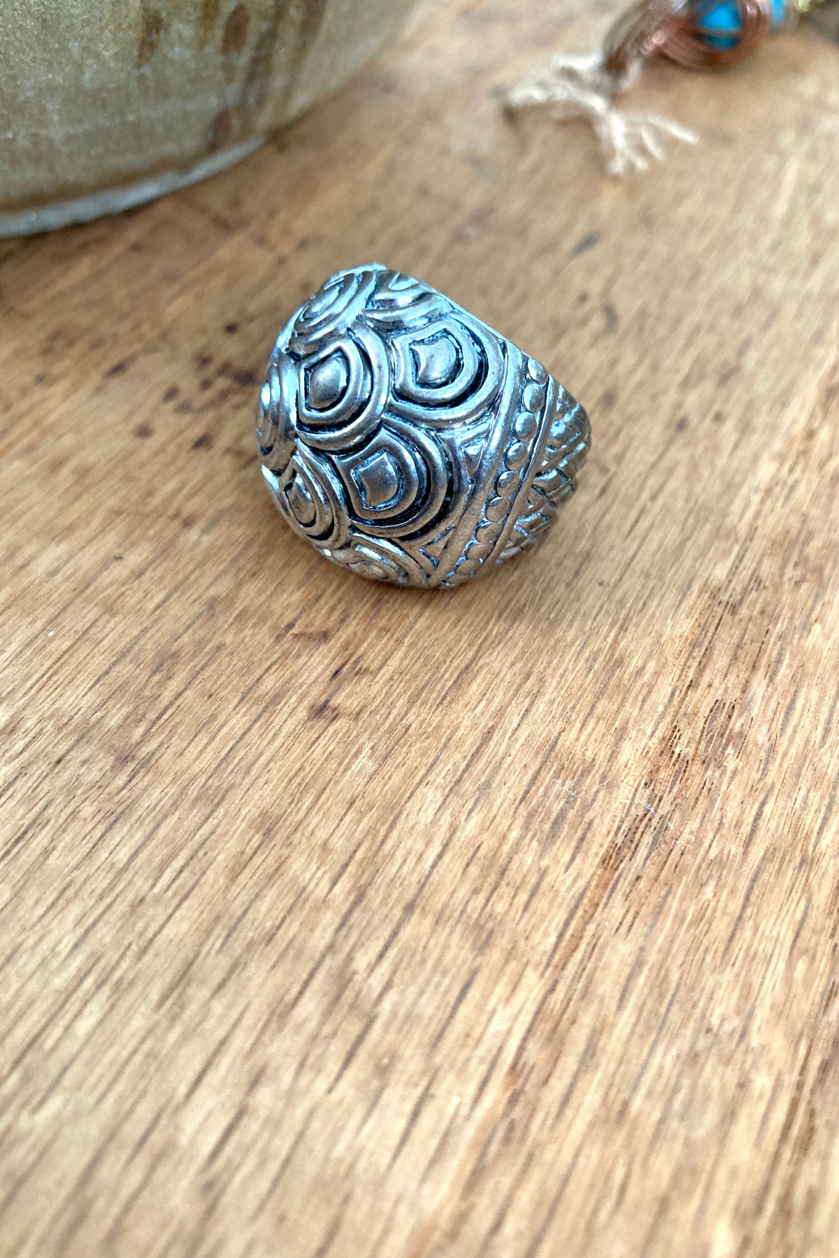 Vintage Silver Tone Plated Art Deco Cocktail Ring