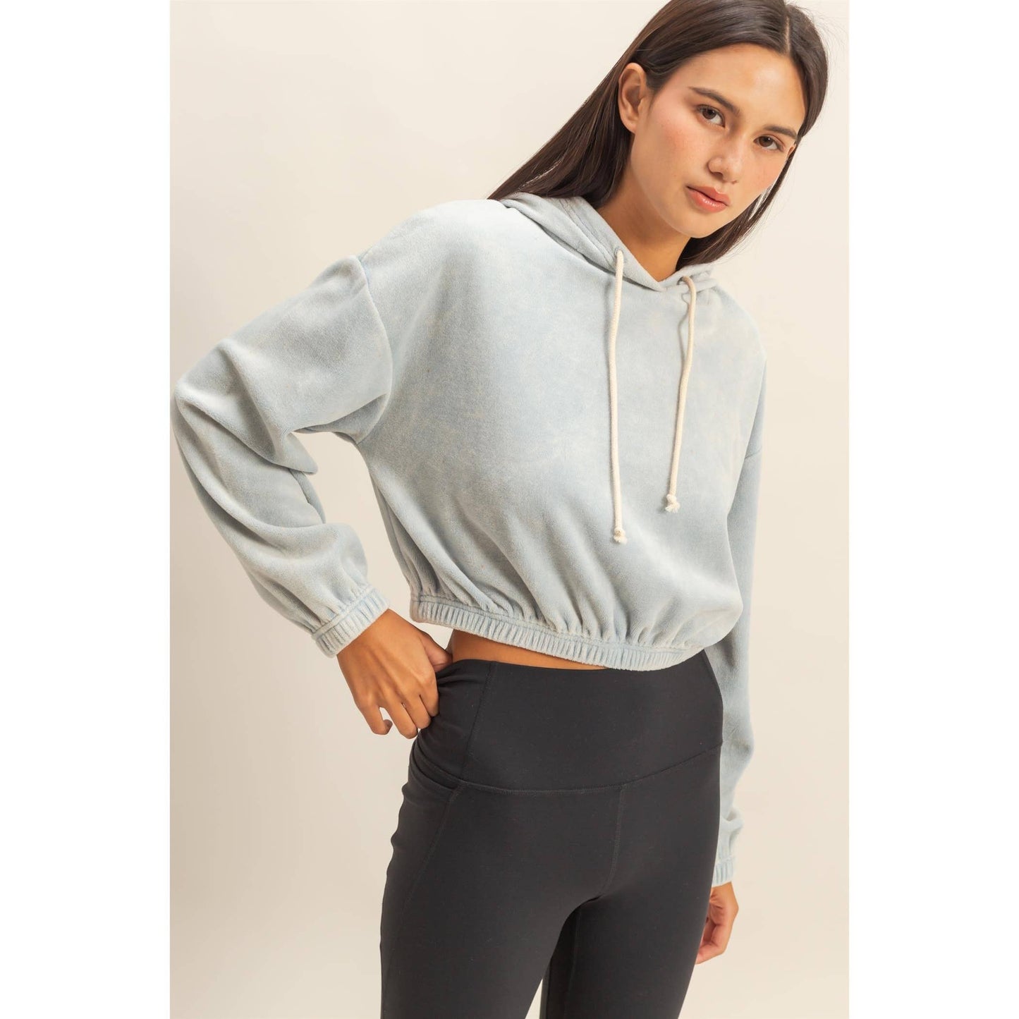 Cropped Velvet Pullover Hoodie - 2 Colors