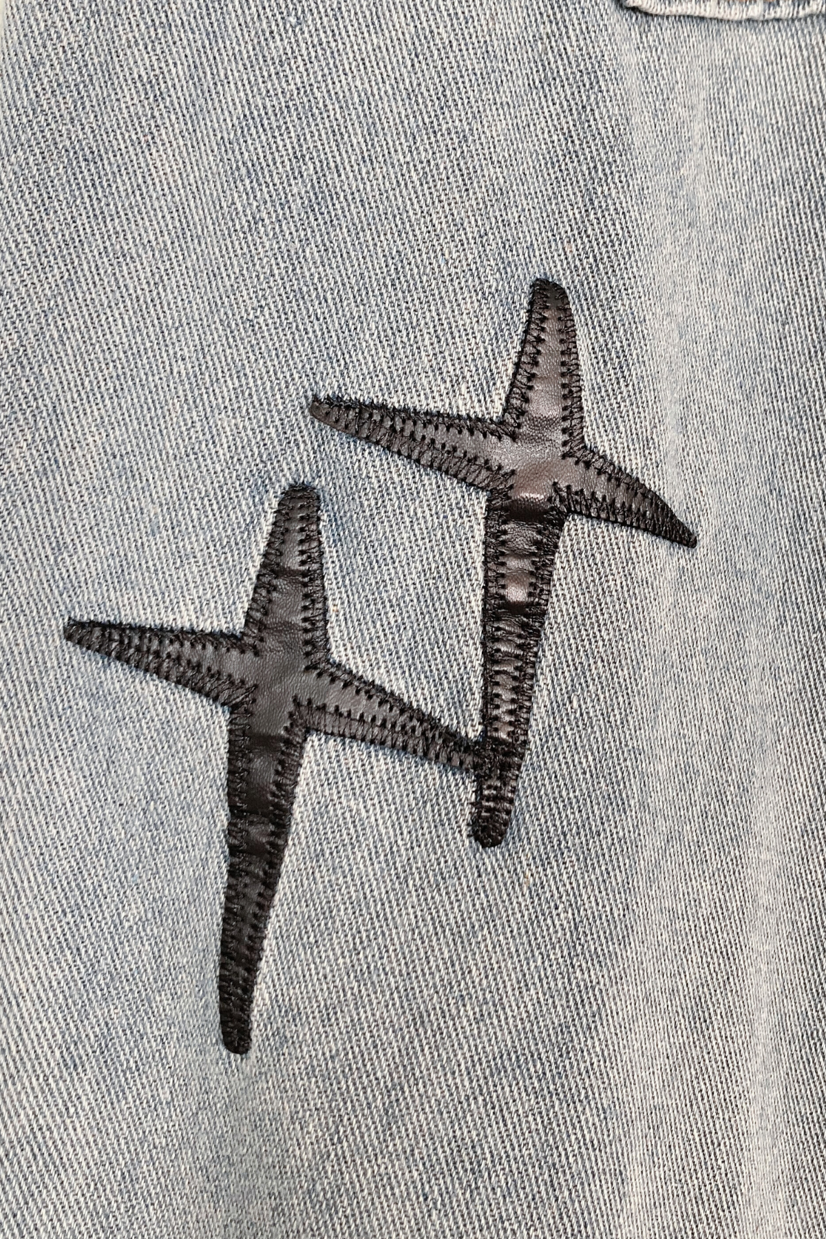 Thrifted Jeans w/ Faux Leather Star Detail - Size Medium