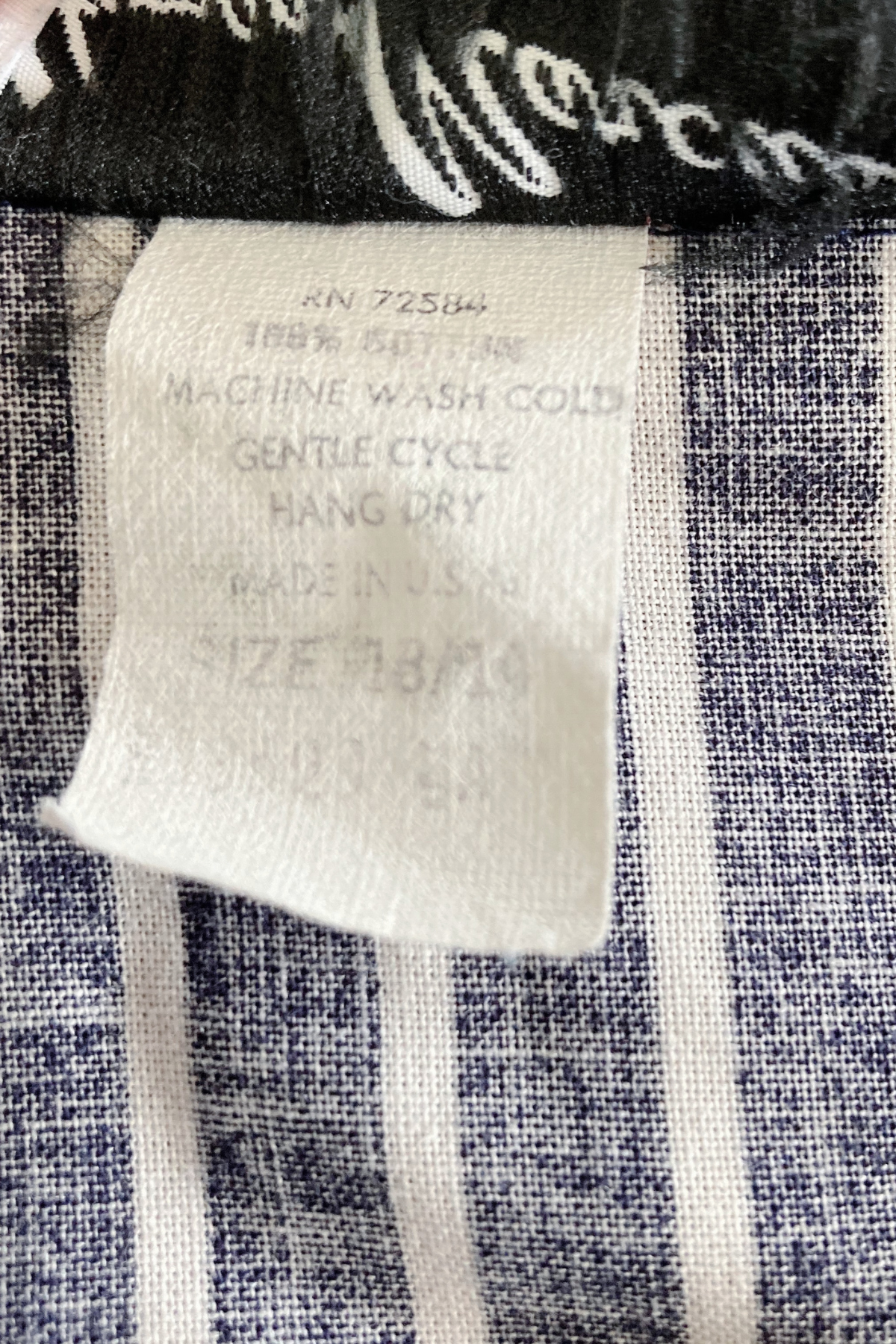 Vintage Herman Marcus Navy Striped Cotton Dress - Size 13/14