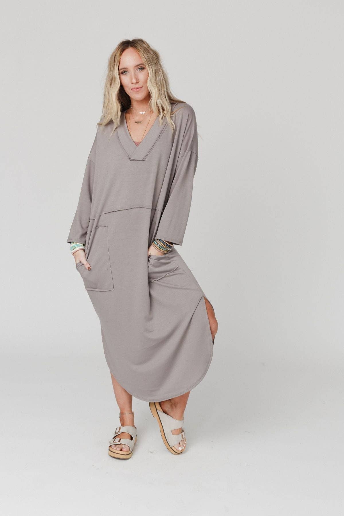 Meadow Long Sleeve Oversized Maxi Dress- Coco