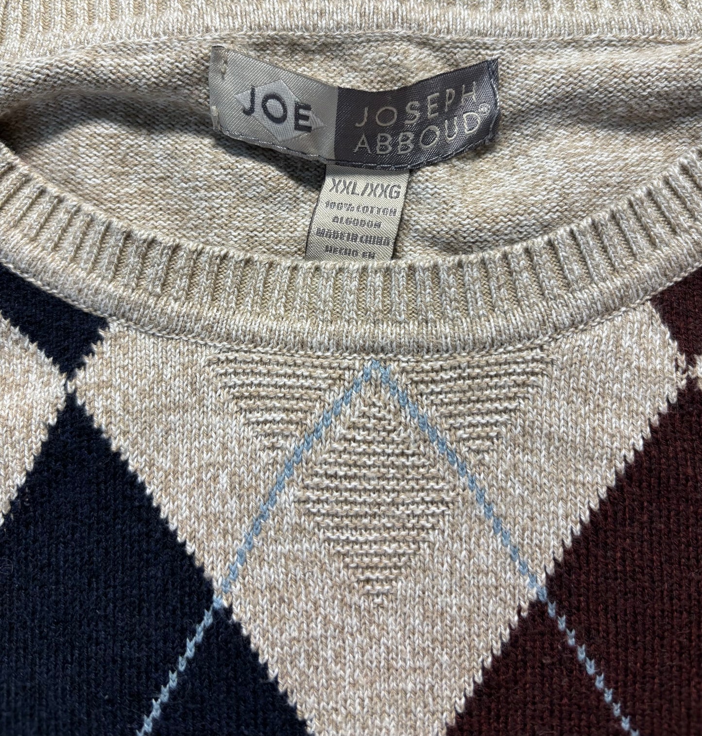 Thrifted Joseph Abboud Argyle Sweater - Size XXL