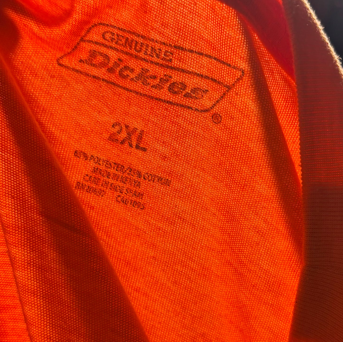 Thrifted Dickies Florescent Orange T-shirt - Size 2XL