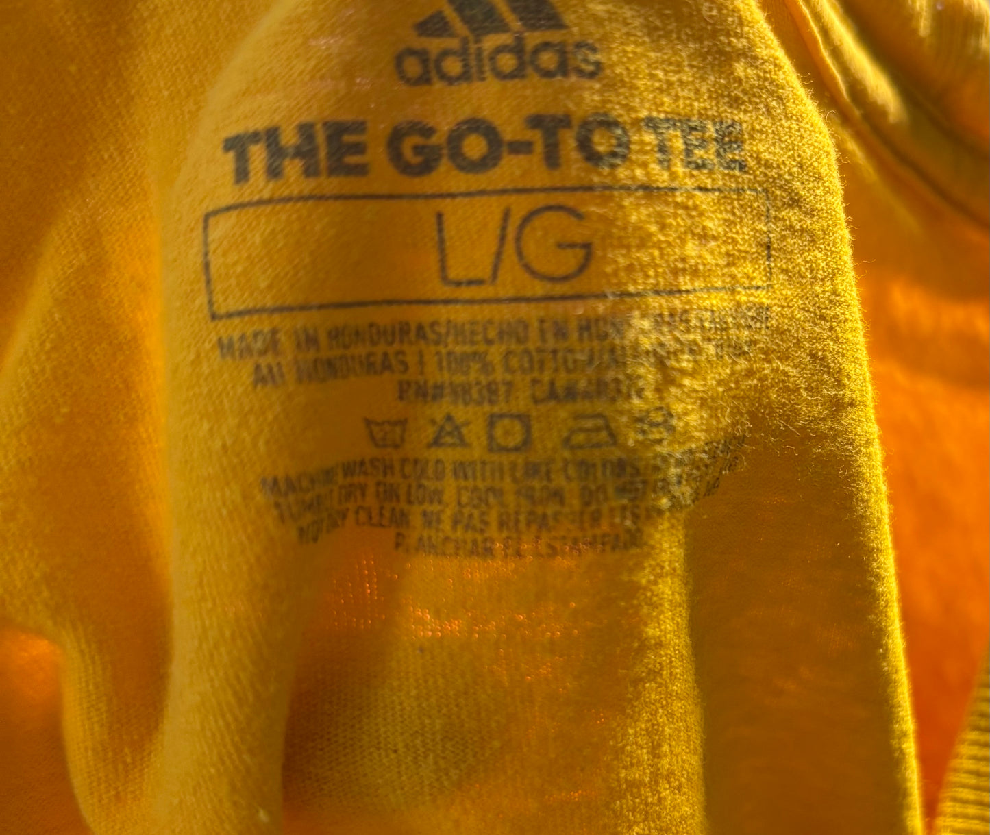 Thrifted Yellow Go-To Adidas T-shirt - Size Large