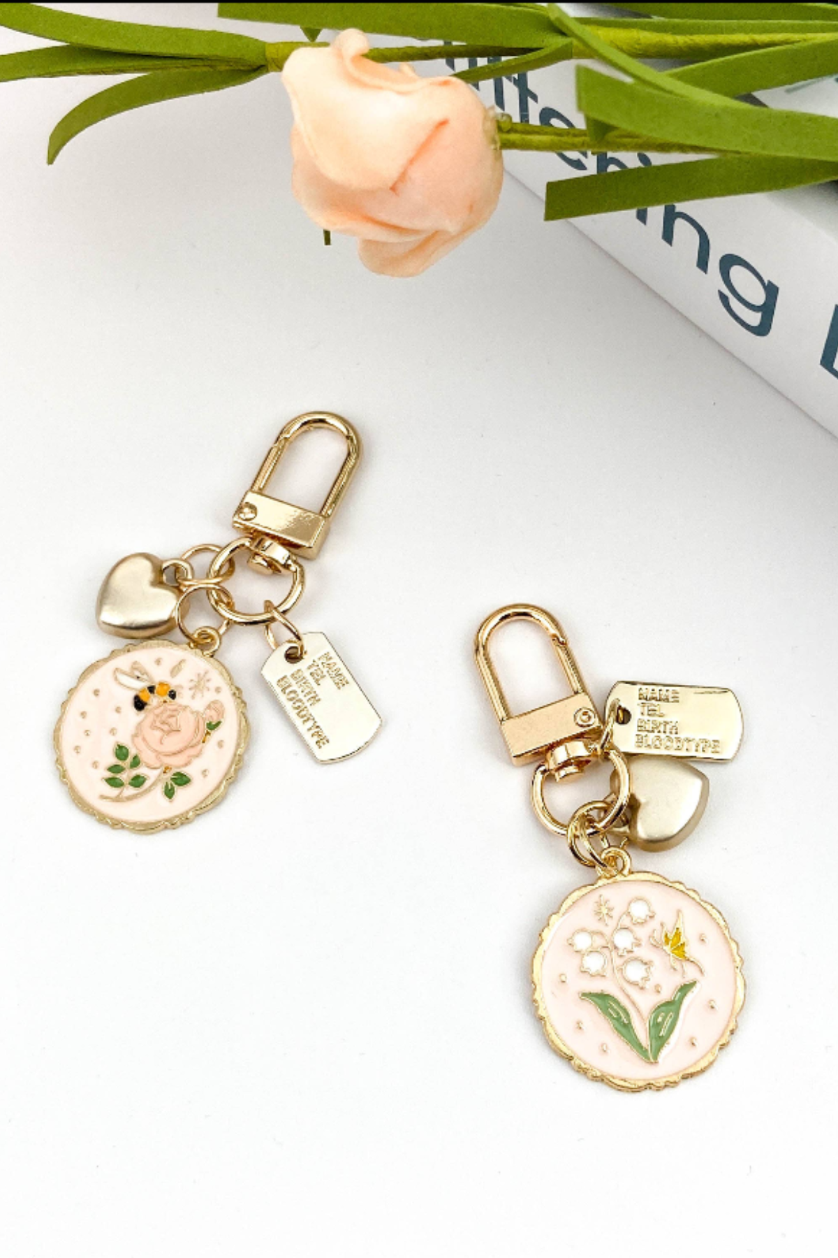 Lily of the Valley Keychain- Pink Pendant