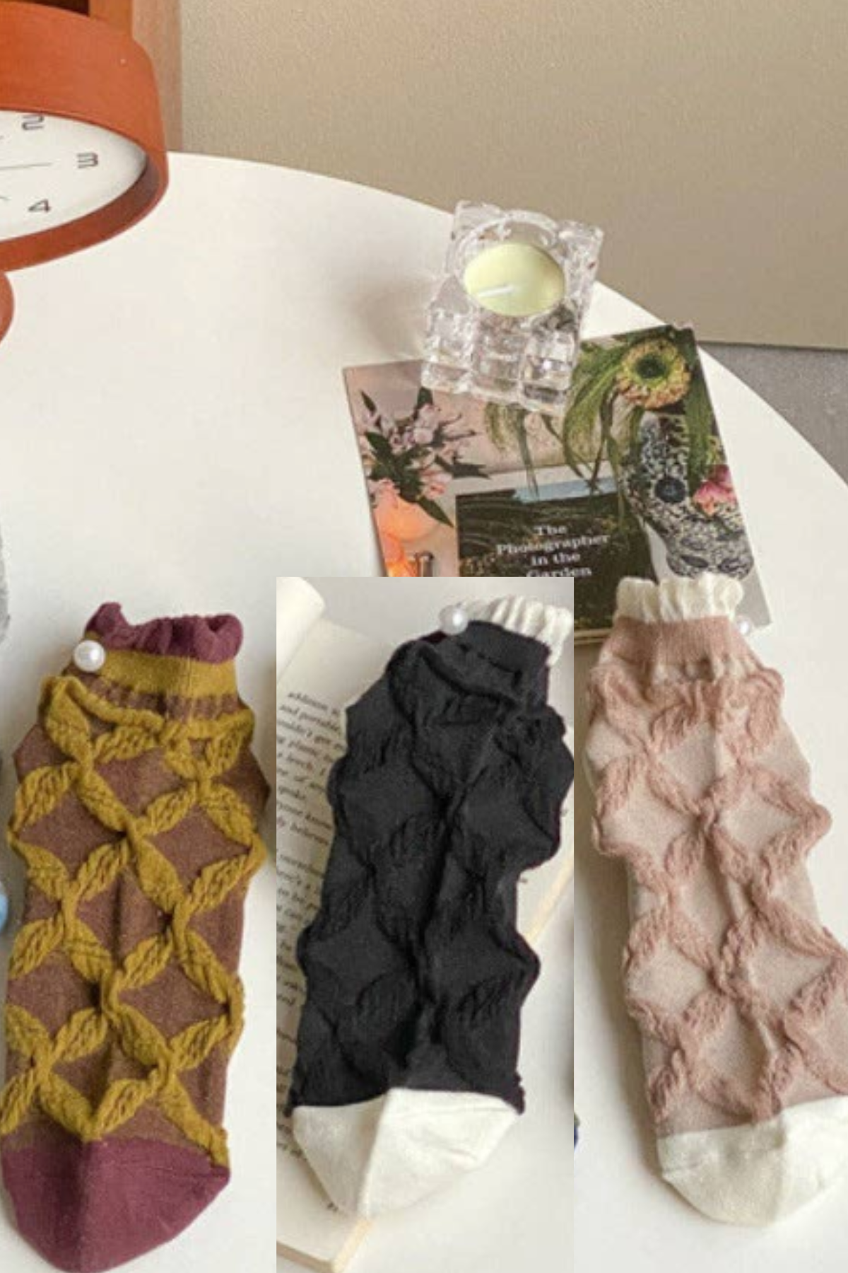 Rufia Ruffle Pearl Decorated Ankle Socks
