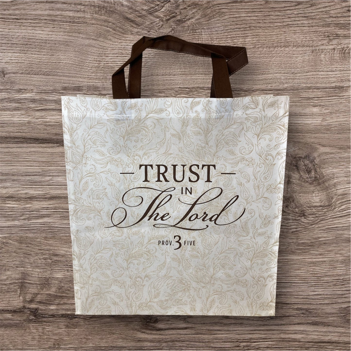 Tote White/Brown Trust in the Lord Prov. 3:5