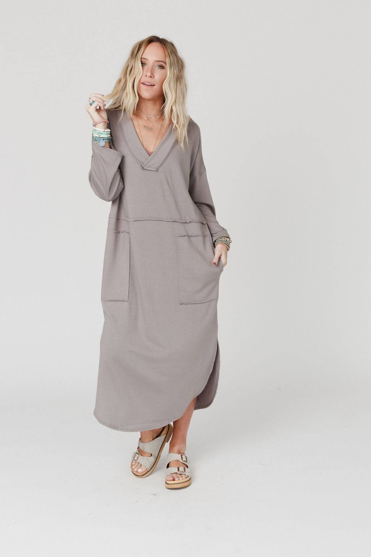 Meadow Long Sleeve Oversized Maxi Dress- Coco