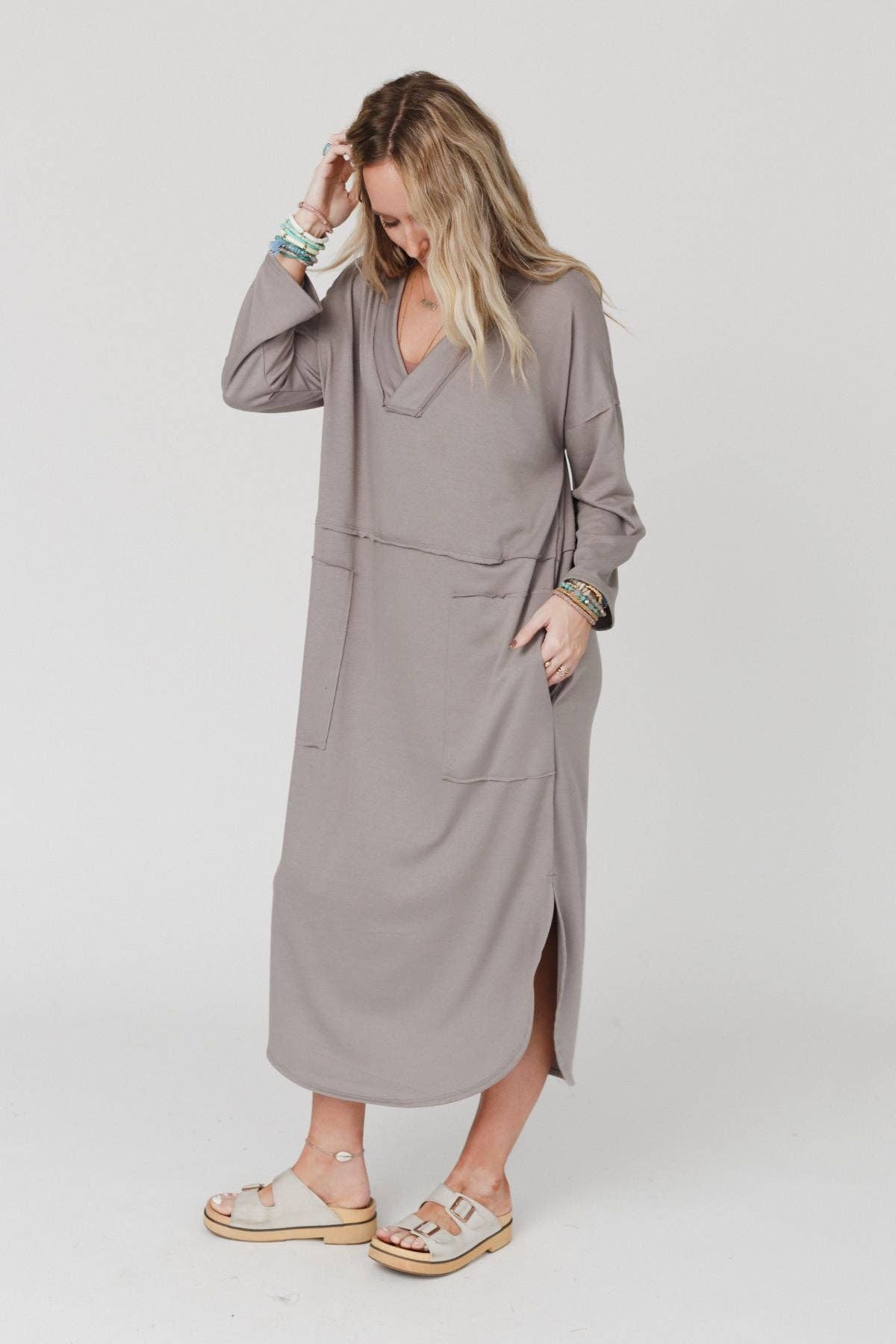 Meadow Long Sleeve Oversized Maxi Dress- Coco