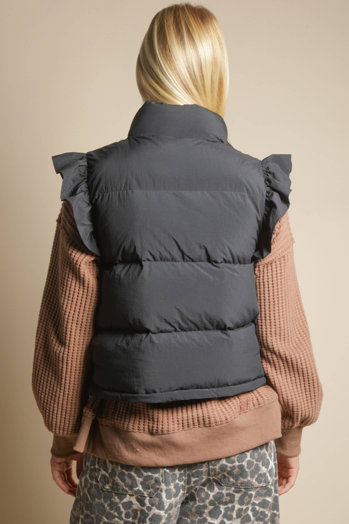 Puffer Vest w/ Ruffle Sleeve