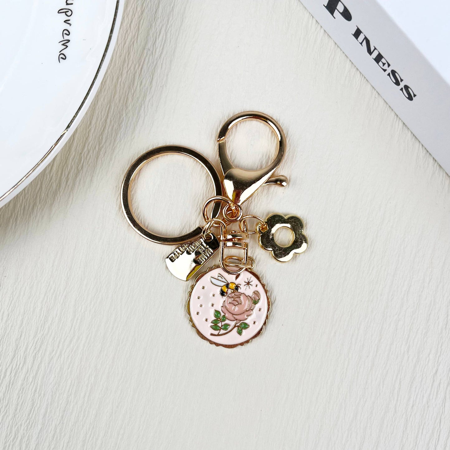Lily of the Valley Keychain- Pink Pendant