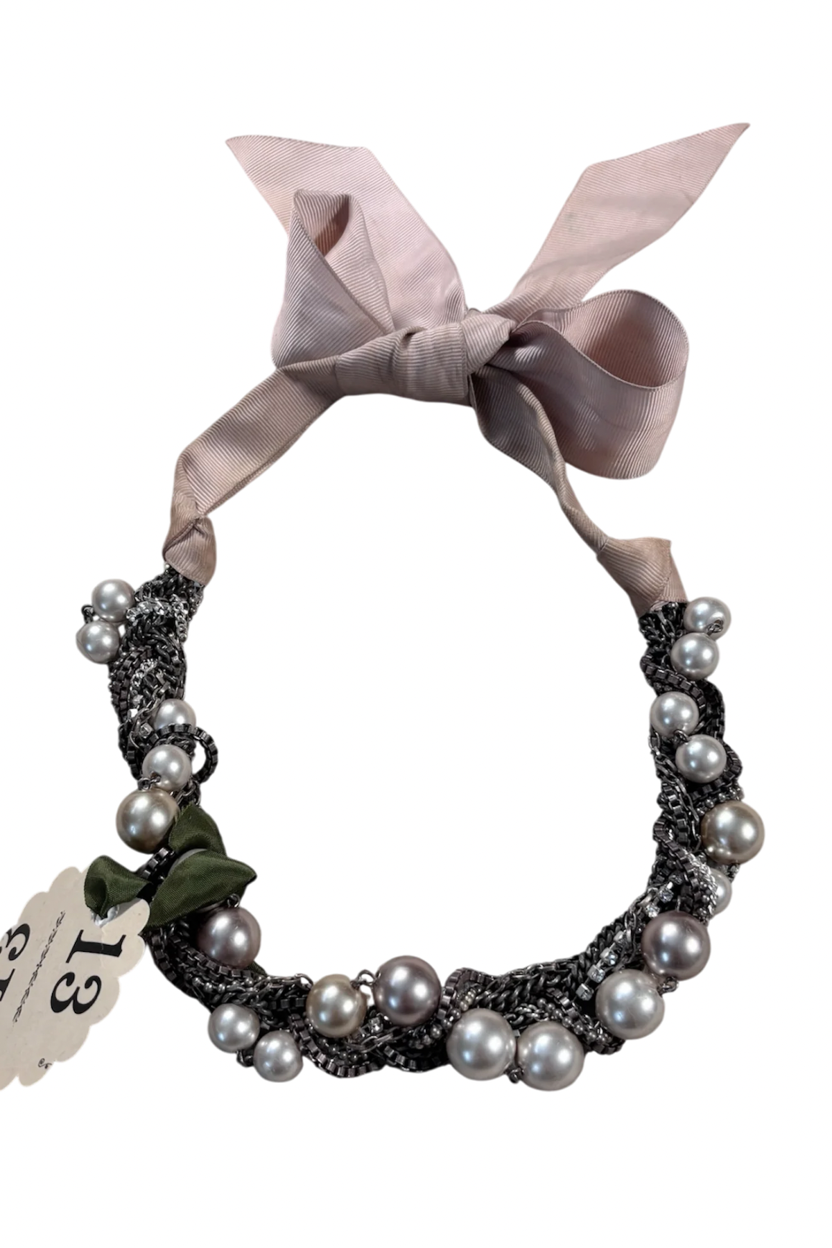 Vintage Pearl Ribbon Necklace