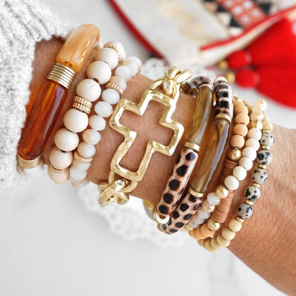 Chunky Worn Gold Chain Cross Bracelet