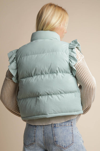Puffer Vest w/ Ruffle Sleeve