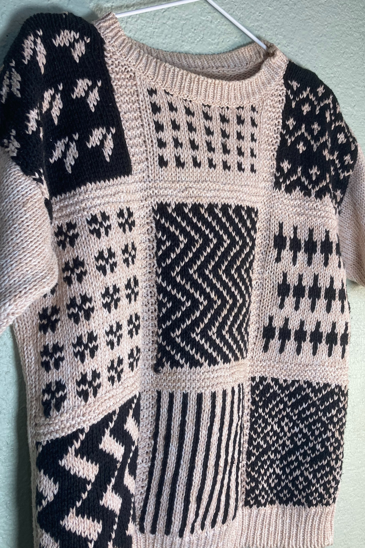 Vintage Short-Sleeve Knit Sweater