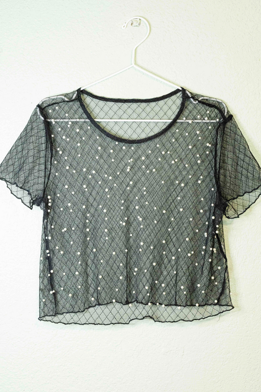 Thrifted Black Pearl Sheer Top
