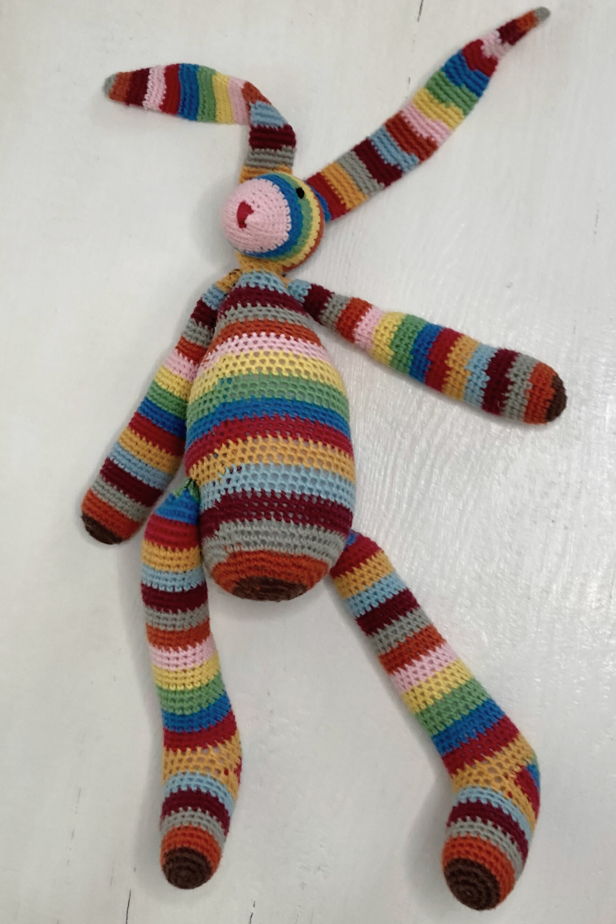 Thrifted Schylling Knit Rainbow Bunny