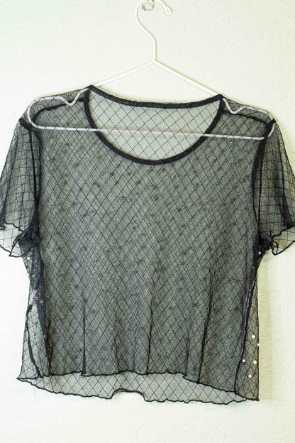 Thrifted Black Pearl Sheer Top