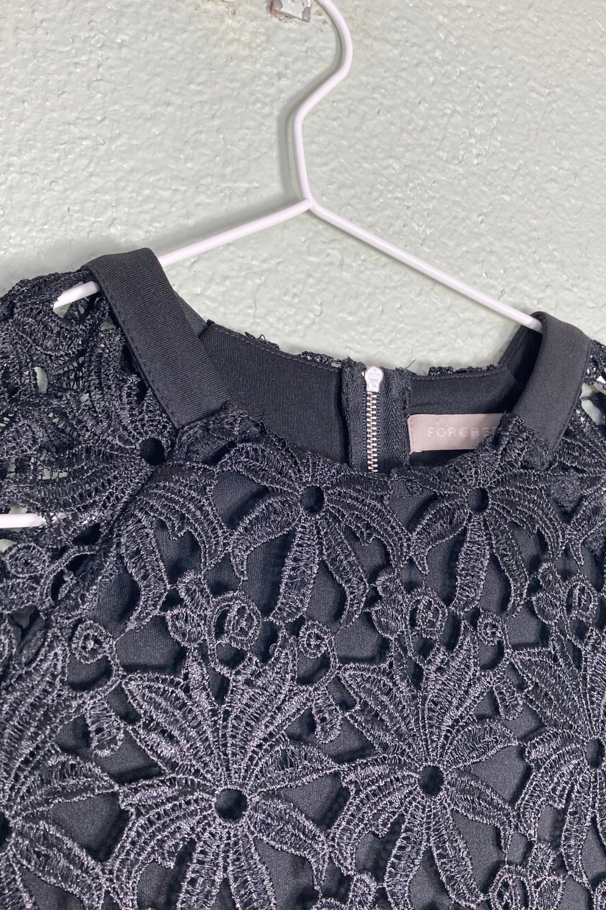 Thrifted Forcast Black Lace Midi Cap-Sleeve Dress - Size 6