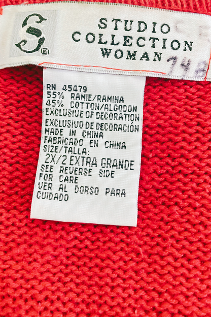 Vintage Studio Collection Woman Jeweled Red Sweater - Size 2X
