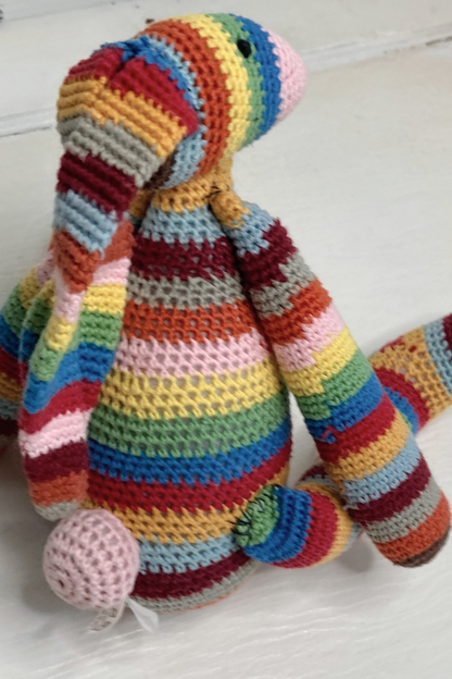 Thrifted Schylling Knit Rainbow Bunny