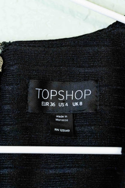 Thrifted Topshop Ribbed Black Dress - Size 4