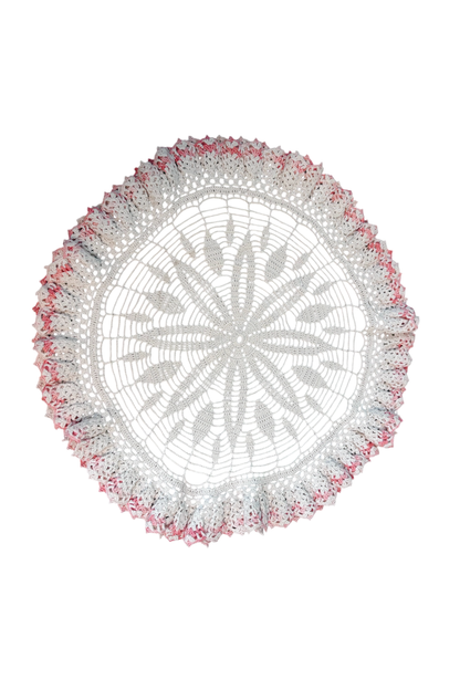 Vintage Handmade Pink & Cream Doily