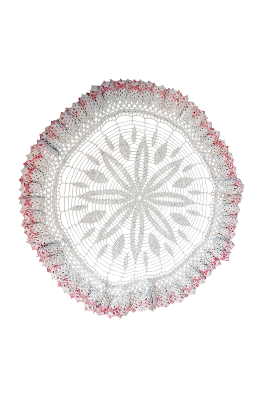 Vintage Handmade Pink & Cream Doily
