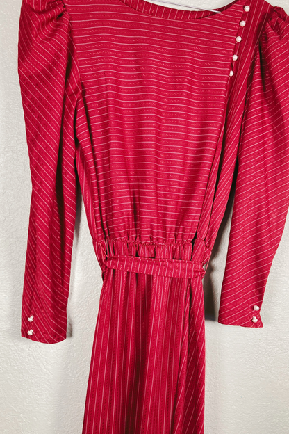 Vintage Long-Sleeve Midi Dress