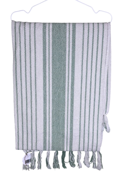 Thrifted Cream & Green Table Runner