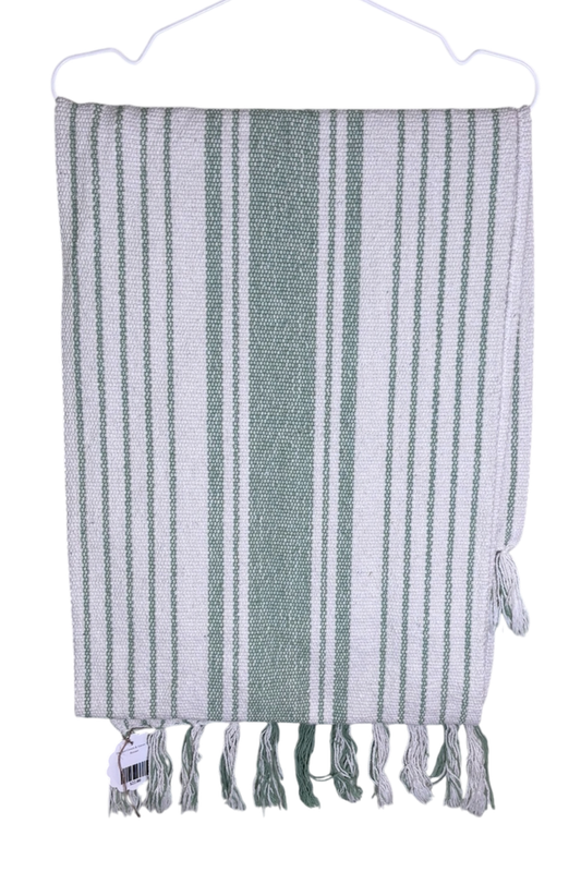 Thrifted Cream & Green Table Runner