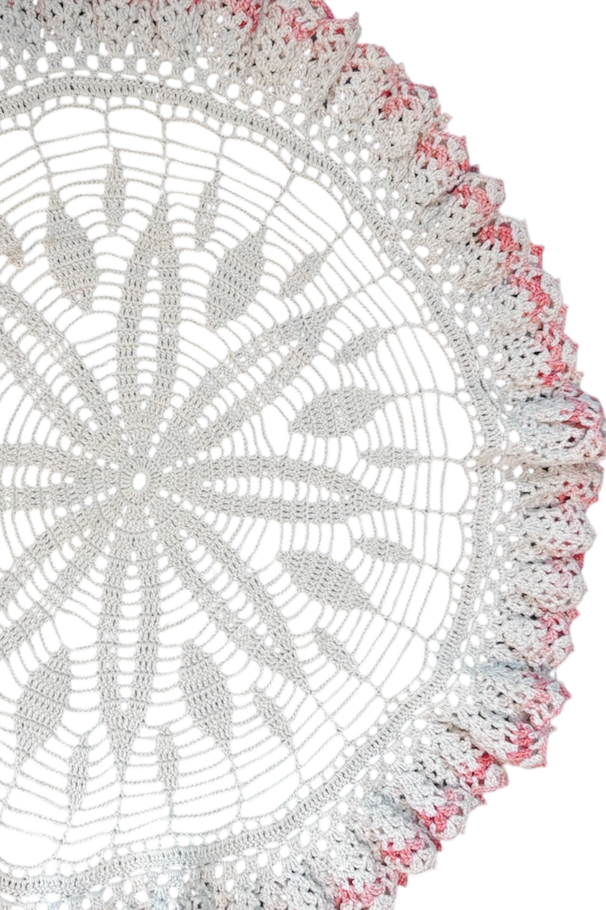 Vintage Handmade Pink & Cream Doily