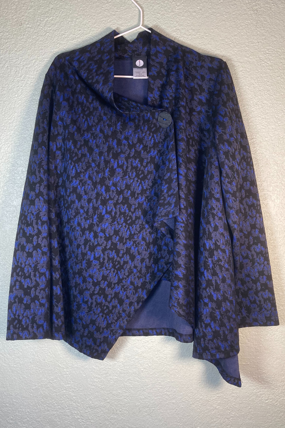 Thrifted  J. Blue & Black Long Sleeve Jacket - Size Medium