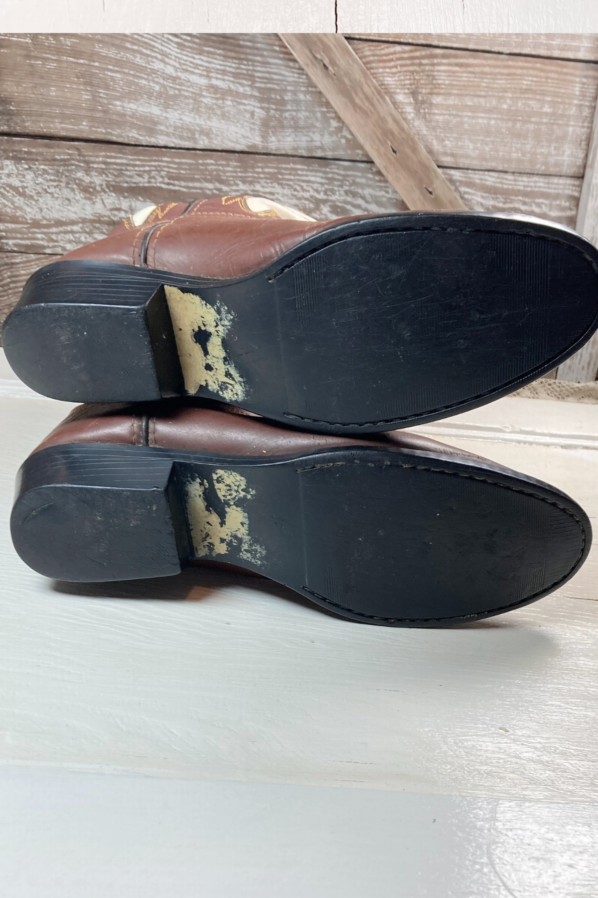 Vintage Justin Leather Embroidered Cowboy Boots- Men's Size 6D