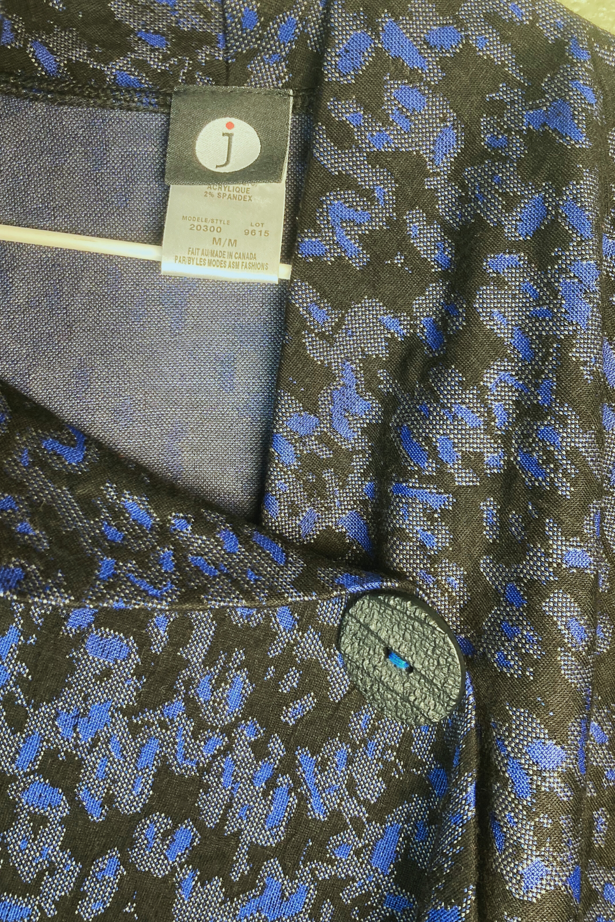 Thrifted  J. Blue & Black Long Sleeve Jacket - Size Medium