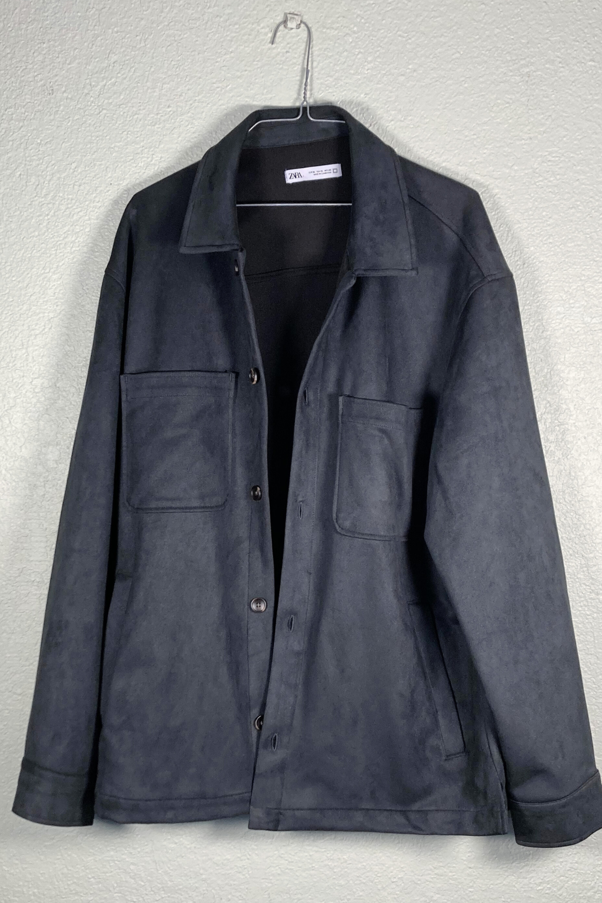 Thrifted Men's Zara Suede-Textured Overshirt - Size XL