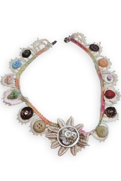 Vintage Handmade Crocheted Bib Necklace