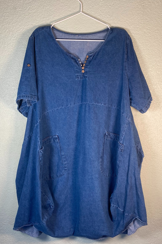 Thrifted Denim Dress - Size Large